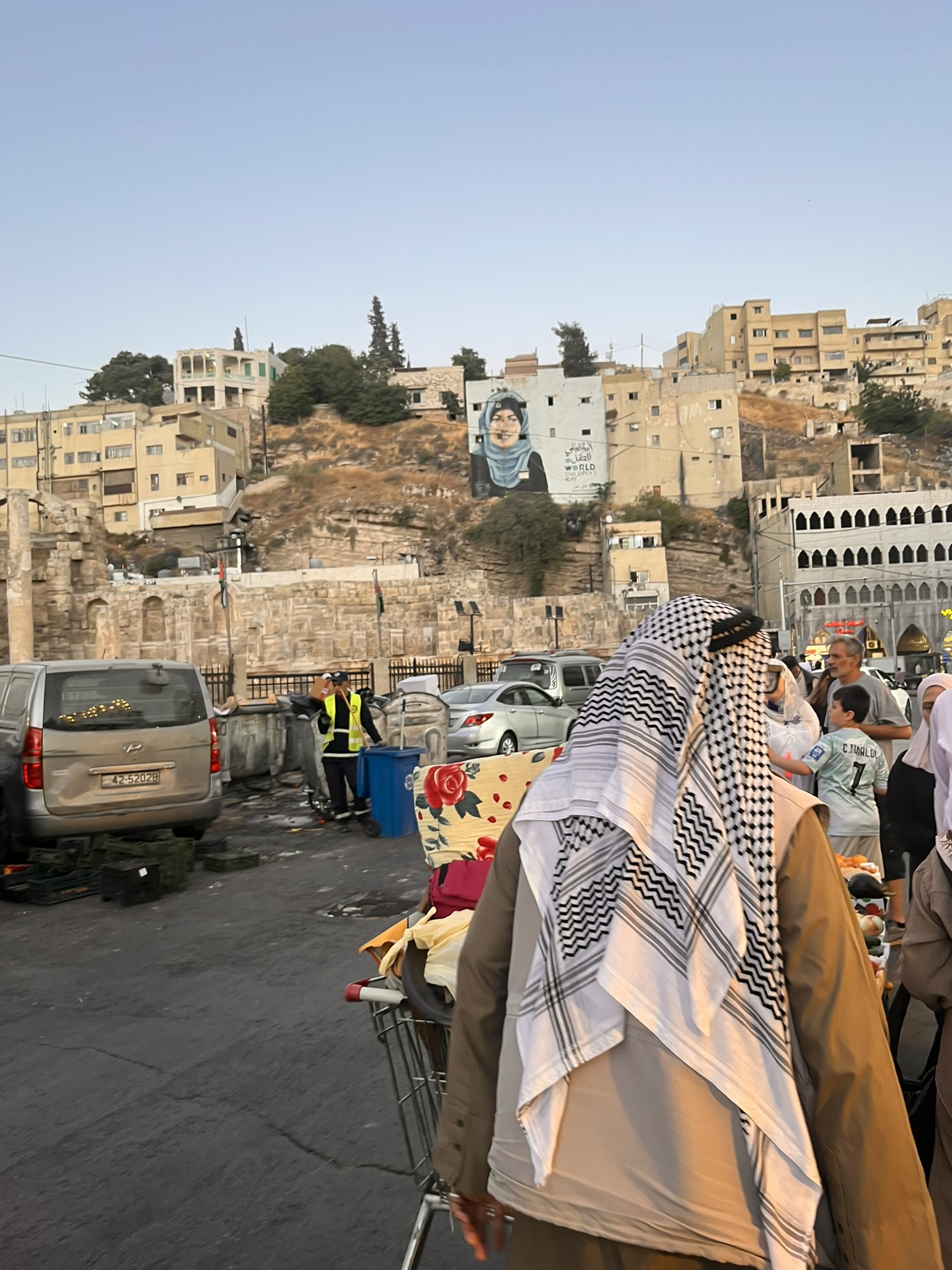 Downtown Amman old city with limestone buildings and minarets